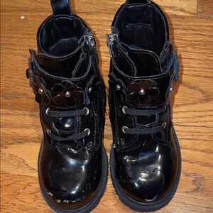 Jessica Simpson Black Kids Boots with Floral Accents